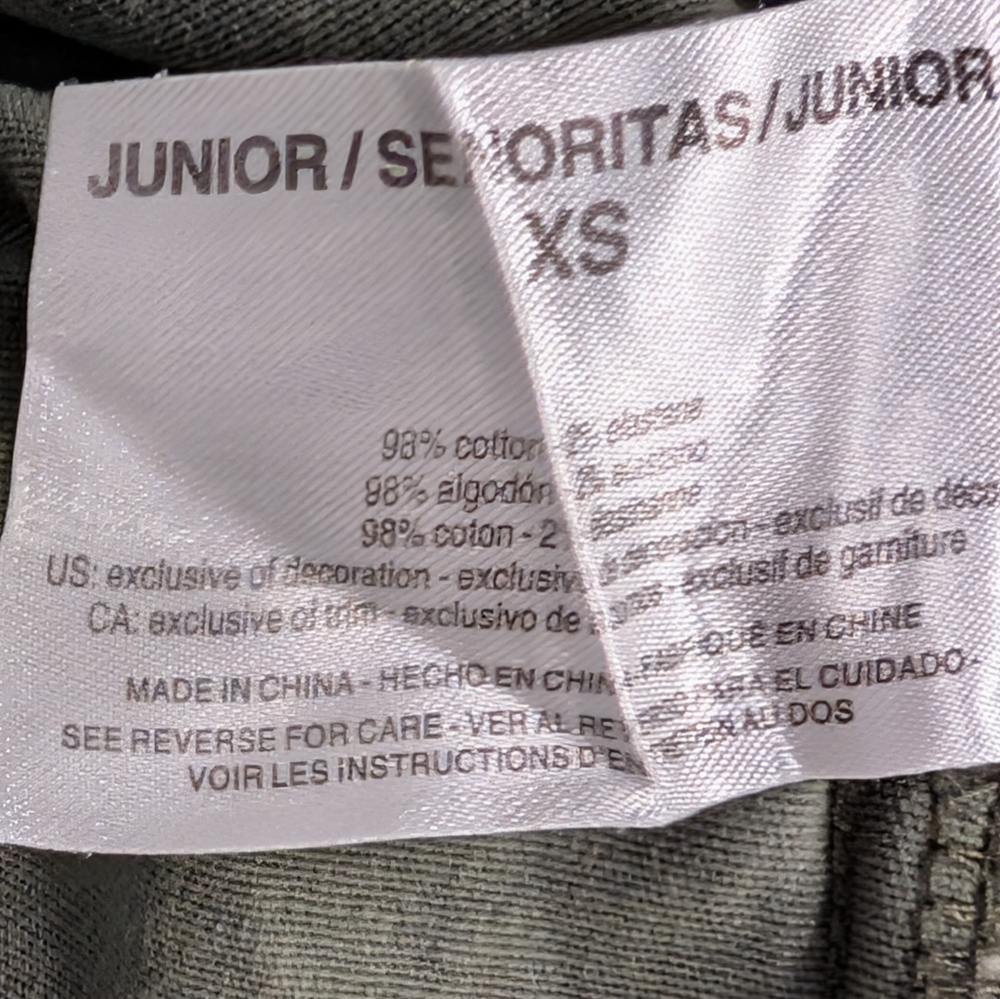 William Rast-Knotto Olive Green Shirt Jacket w/ Patchwork & Pins Size Junior XS - Picture 7 of 13